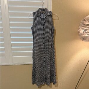 Flax Navy and White Gingham Midi Dress